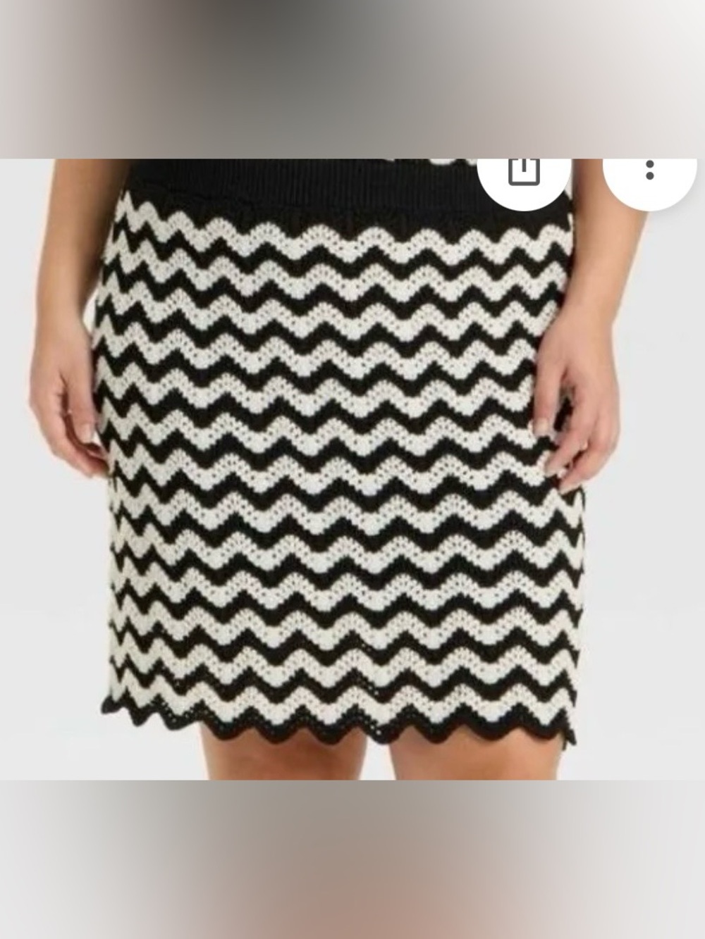 Ava & Viv Black & Ivory Chevron Knit Pencil Skirt